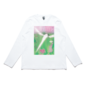 "Uncanny Hearts" Cut and Sew Wide-body Long Sleeved Tee White [DIGITAL PRINT]