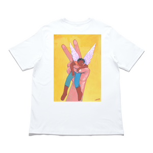 "Angel GET" Cut and Sew Wide-body Tee White
