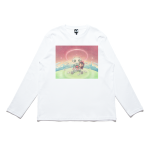 "Our Heart" Cut and Sew Wide-body Long Sleeved Tee White