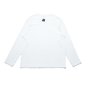 "Space Police Girl" Cut and Sew Wide-body Long Sleeved Tee White