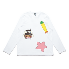 Load image into Gallery viewer, &quot;Space Police Girl&quot; Cut and Sew Wide-body Long Sleeved Tee White