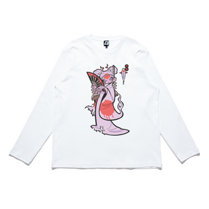 "Nishiki" Cut and Sew Wide-body Long Sleeved Tee White