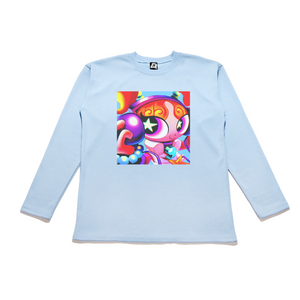 "The Transceivers CATS!" Taper-Fit Heavy Cotton Long Sleeve Tee Sky Blue