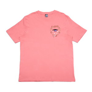"Poppies" Cut and Sew Wide-body Tee Beige/Salmon Pink