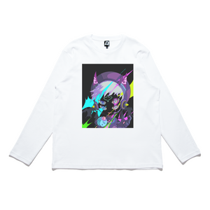 "Neothaicivilization: The Observer" Cut and Sew Wide-body Long Sleeved Tee White/Black