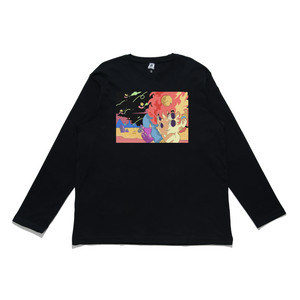 "Neothaicivilization: Dancing Star" Cut and Sew Wide-body Long Sleeved Tee White/Black/Salmon Pink