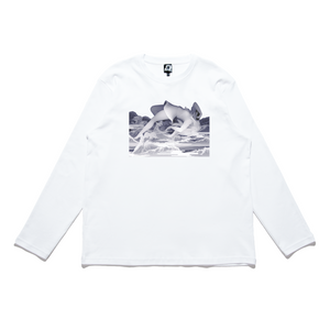 "Don't Stop Thinking" Cut and Sew Wide-body Long Sleeved Tee White
