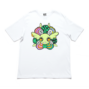 "Divine Blossom" Cut and Sew Wide-body Tee White/Black