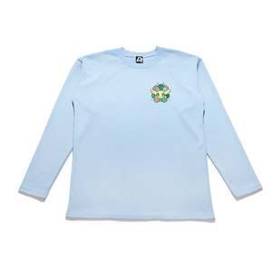 "Blossom Genesis" Taper-Fit Heavy Cotton Long Sleeve Tee Sky Blue/ Mint/ Rose