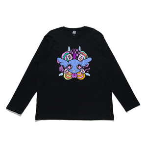"Divine Blossom" Cut and Sew Wide-body Long Sleeved Tee White/Black