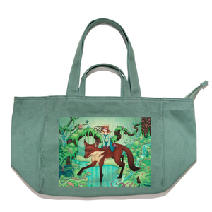 "The Fox's Respite" Tote Carrier Bag Green