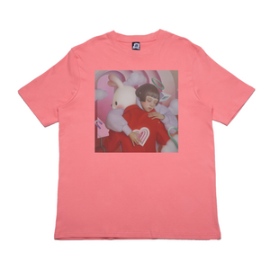 "Stranger in a Dream" Cut and Sew Wide-body Tee White/Salmon Pink