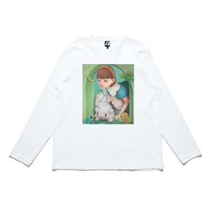 "Crossing River" Cut and Sew Wide-body Long Sleeved Tee White