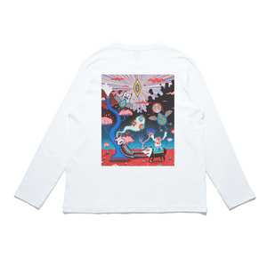 "After Death" Cut and Sew Wide-body Long Sleeved Tee White/Black