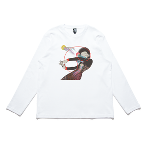 "Jellyfish" Cut and Sew Wide-body Long Sleeved Tee White