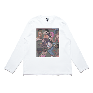 "After Party" Cut and Sew Wide-body Long Sleeved Tee White/Black