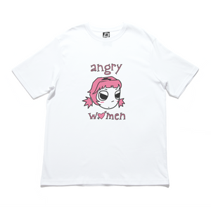 "Angry Women" Cut and Sew Wide-body Tee White/Salmon Pink