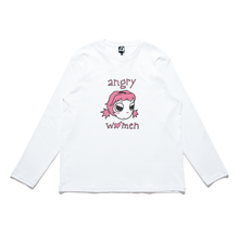 Load image into Gallery viewer, &quot;Angry Women&quot; Cut and Sew Wide-body Long Sleeved Tee White/Salmon Pink