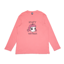 Load image into Gallery viewer, &quot;Angry Women&quot; Cut and Sew Wide-body Long Sleeved Tee White/Salmon Pink