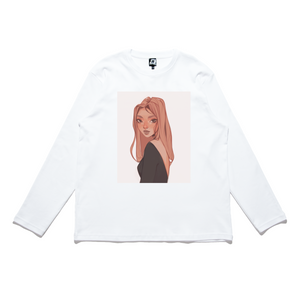 "Her Eyes" Cut and Sew Wide-body Long Sleeved Tee White/Black