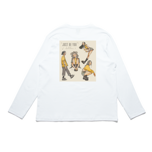 "Bored, Just be You" Cut and Sew Wide-body Long Sleeved Tee White/Black