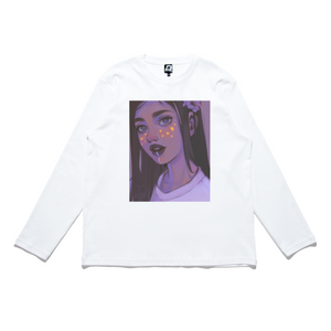 "Stars" Cut and Sew Wide-body Long Sleeved Tee White/Black