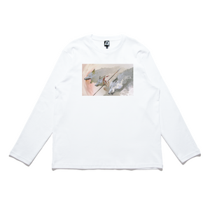 "Knight of the Void" Cut and Sew Wide-body Long Sleeved Tee White