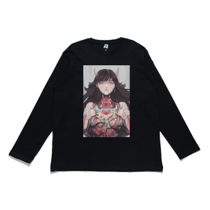 "Oni Girl" Cut and Sew Wide-body Long Sleeved Tee Black