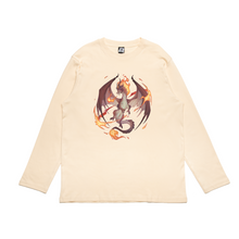Load image into Gallery viewer, &quot;Fire Dragon&quot; Cut and Sew Wide-body Long Sleeved Tee White/Black/Beige