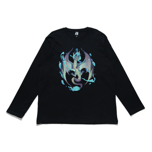 "Water Dragon" Cut and Sew Wide-body Long Sleeved Tee White/Black/Beige