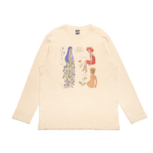 "Wild Flowers" Cut and Sew Wide-body Long Sleeved Tee Beige