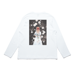 "My Sweet Daisy" Cut and Sew Wide-body Long Sleeved Tee White/Black