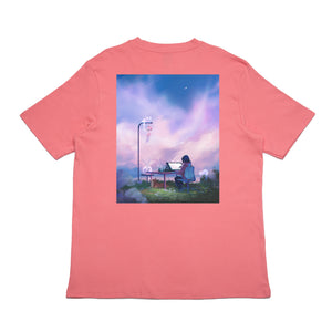 "Introvert" Cut and Sew Wide-body Tee White/Salmon Pink