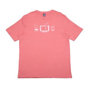 "Introvert" Cut and Sew Wide-body Tee White/Salmon Pink