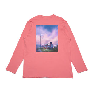 "Introvert" Cut and Sew Wide-body Long Sleeved Tee White/Salmon Pink