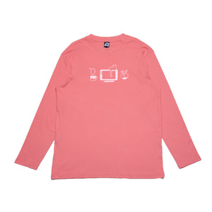 "Introvert" Cut and Sew Wide-body Long Sleeved Tee White/Salmon Pink