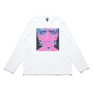 "Crystal Tears" Cut and Sew Wide-body Long Sleeved Tee White/Black