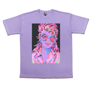 "80's Techno" Taper-Fit Heavy Cotton Tee Violet