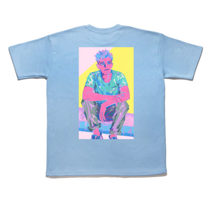 "Waiting" Taper-Fit Heavy Cotton Tee Sky Blue