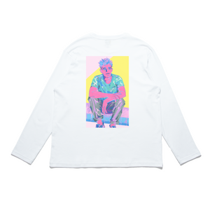 "Waiting" Cut and Sew Wide-body Long Sleeved Tee White