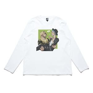 "Carry your Friend" Cut and Sew Wide-body Long Sleeved Tee White/Black