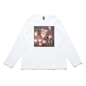 "Heartlight" Cut and Sew Wide-body Long Sleeved Tee White/Black