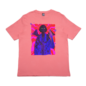 "Behold Dizziness" Cut and Sew Wide-body Tee Salmon Pink