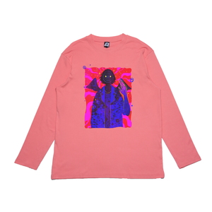 "Behold Dizziness Cut and Sew Wide-body Long Sleeved Tee Salmon Pink