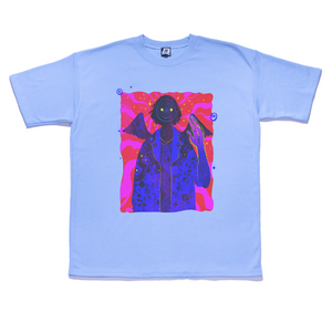 "Behold Dizziness" Taper-Fit Heavy Cotton Tee Sky Blue