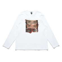 Load image into Gallery viewer, &quot;Eyes on You&quot; Cut and Sew Wide-body Long Sleeved Tee White/Black