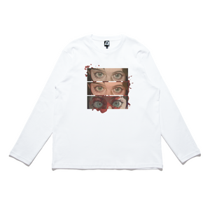 "Eyes on You" Cut and Sew Wide-body Long Sleeved Tee White/Black