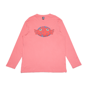 "Red Axolotl" Cut and Sew Wide-body Long Sleeved Tee Salmon Pink