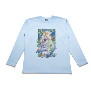 "Night Melody" Taper-Fit Heavy Cotton Long Sleeve Tee Sky Blue