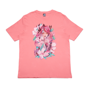 "Oleander" Cut and Sew Wide-body Tee Salmon Pink
